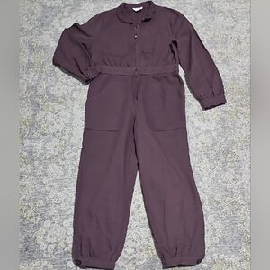 Love + Harmony Jumpsuit Anthropologie Purple Denim Large Pants Long Sleeve